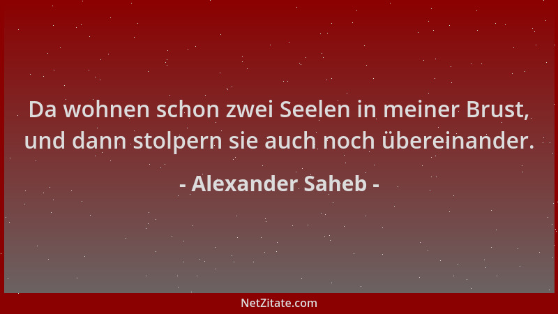 Alexander Saheb - Da wohnen schon zwei Seelen in meiner Brust, und dann stolpern sie auch noch übereinander....