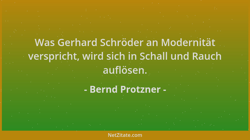 Bernd Protzner - Was Gerhard Schröder an Modernität verspricht, wird sich in Schall und Rauch auflösen....