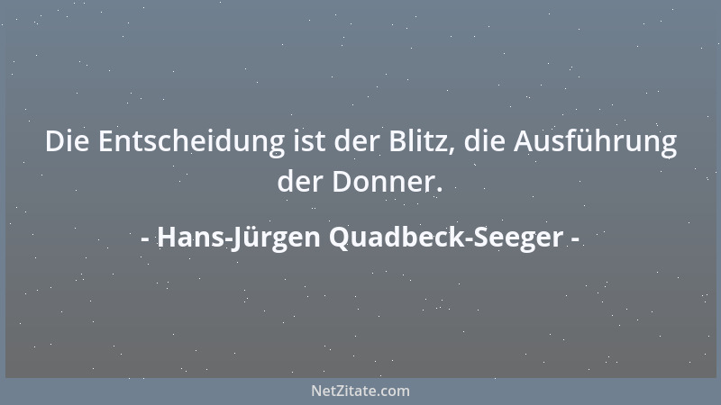 Hans-Jürgen Quadbeck-Seeger - Die Entscheidung ist der Blitz, die Ausführung der Donner....