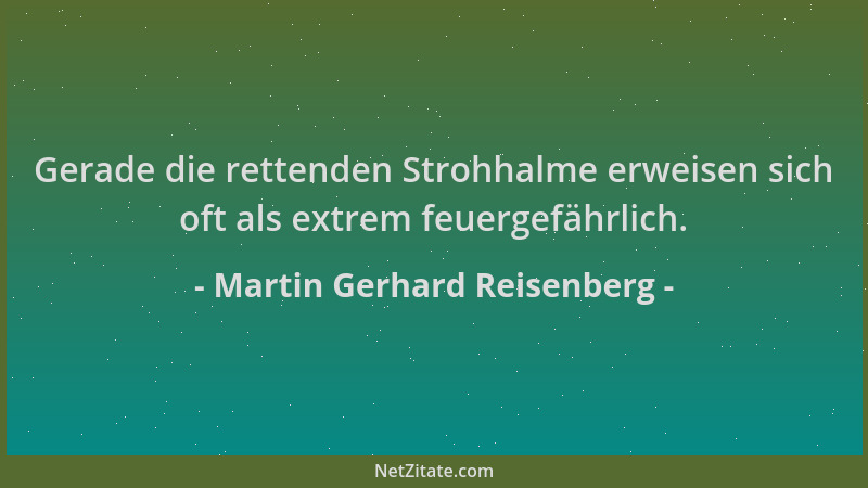 Martin Gerhard Reisenberg - Gerade die rettenden Strohhalme erweisen sich oft als extrem feuergefährlich....