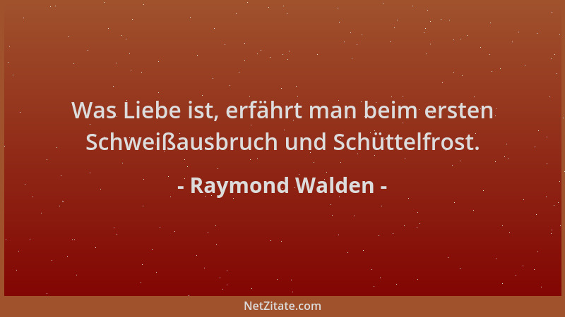 Raymond Walden - Was Liebe ist, erfährt man beim ersten Schweißausbruch und Schüttelfrost....