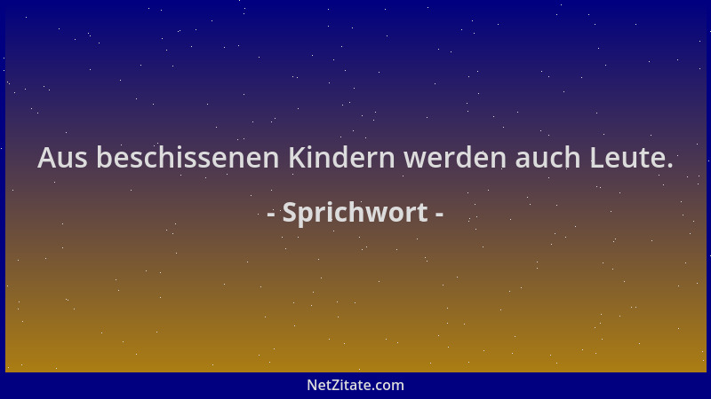 Sprichwort - Aus beschissenen Kindern werden auch Leute....