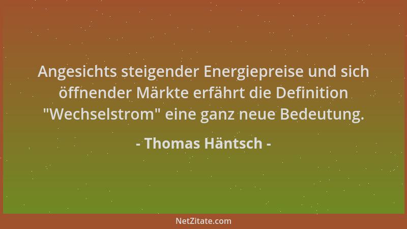 Thomas Häntsch - Angesichts steigender Energiepreise und sich öffnender Märkte erfährt die Definition  "Wechselstrom " eine g...