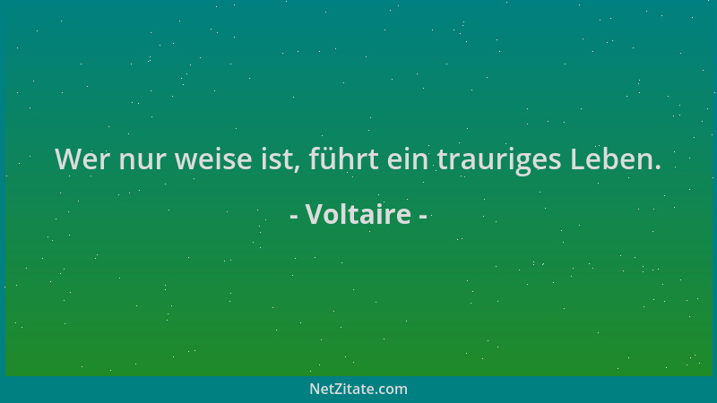 Voltaire - Wer nur weise ist, führt ein trauriges Leben....