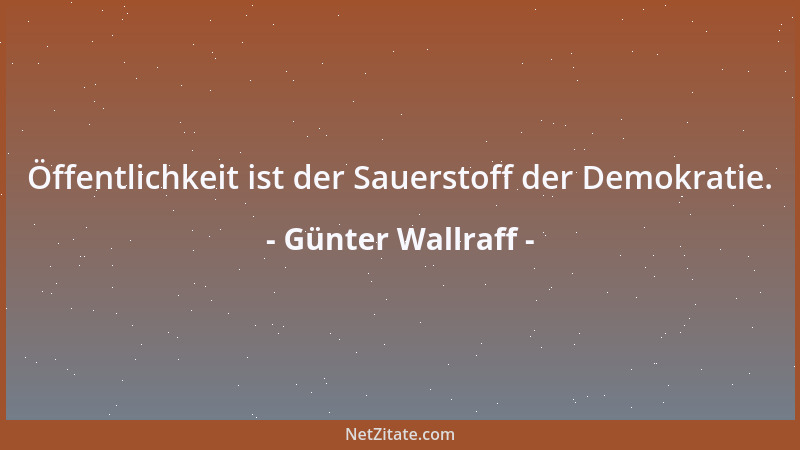 Günter Wallraff - Öffentlichkeit ist der Sauerstoff der Demokratie....