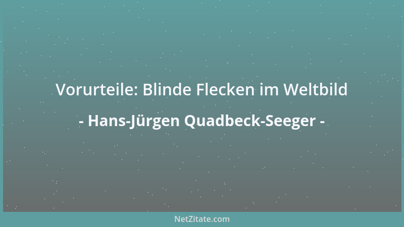 Hans-Jürgen Quadbeck-Seeger - Vorurteile: Blinde Flecken im Weltbild...