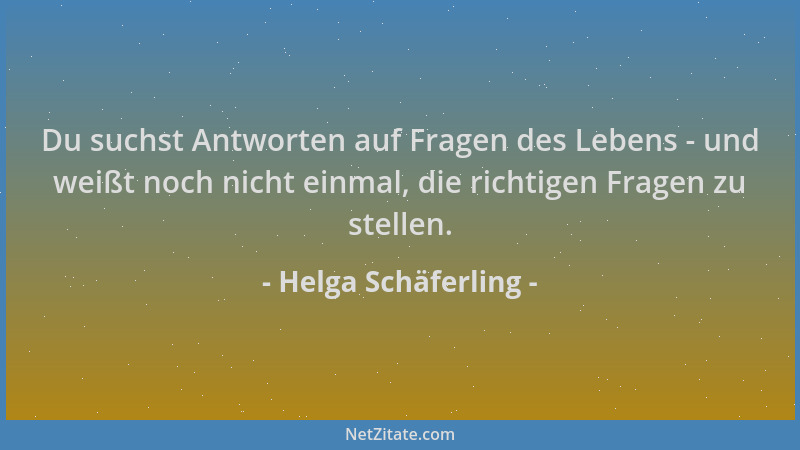 Helga Schäferling - Du suchst Antworten auf Fragen des Lebens - und weißt noch nicht einmal, die richtigen Fragen zu stelle...