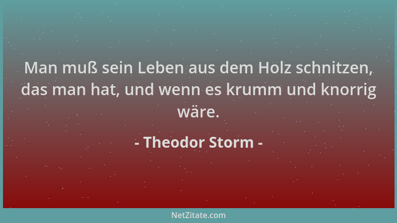 Theodor Storm - Man muß sein Leben aus dem Holz schnitzen, das man hat, und wenn es krumm und knorrig wäre....