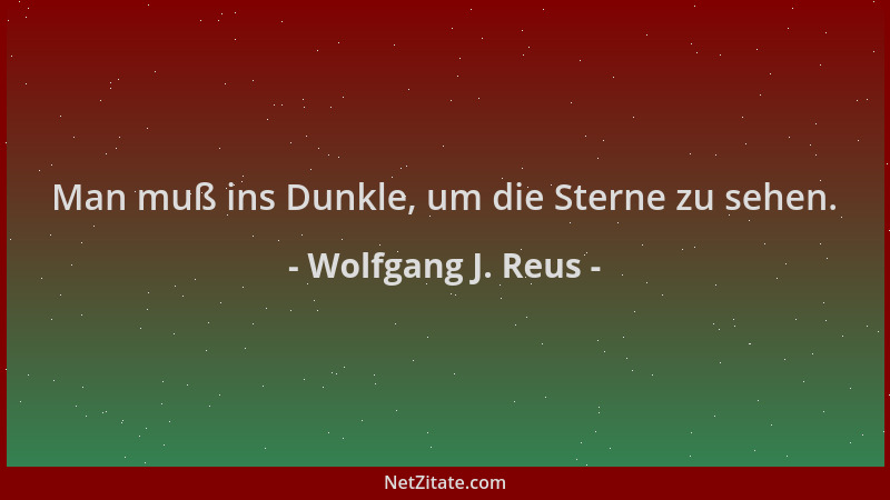 Wolfgang J. Reus - Man muß ins Dunkle, um die Sterne zu sehen....
