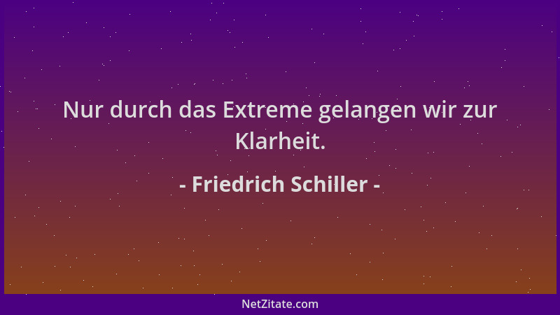 Friedrich Schiller - Nur durch das Extreme gelangen wir zur Klarheit....