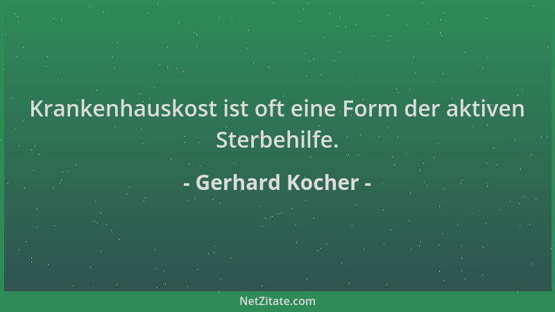 Gerhard Kocher - Krankenhauskost ist oft eine Form der aktiven Sterbehilfe....