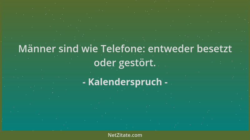 Kalenderspruch - Männer sind wie Telefone: entweder besetzt oder gestört....