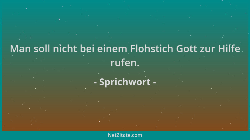 Sprichwort - Man soll nicht bei einem Flohstich Gott zur Hilfe rufen....