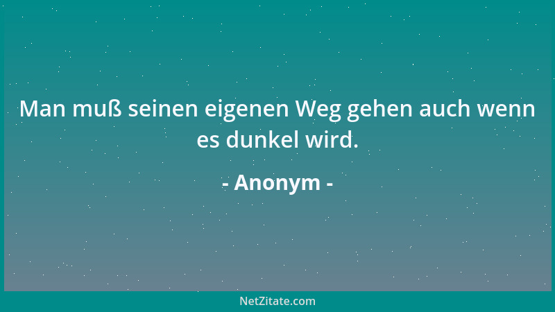 Anonym - Man muß seinen eigenen Weg gehen auch wenn es dunkel wird....