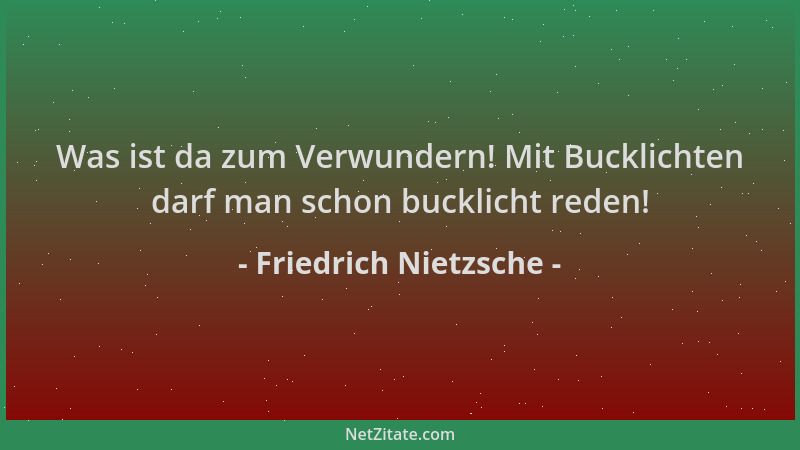 Friedrich Nietzsche - Was ist da zum Verwundern! Mit Bucklichten darf man schon bucklicht reden!...