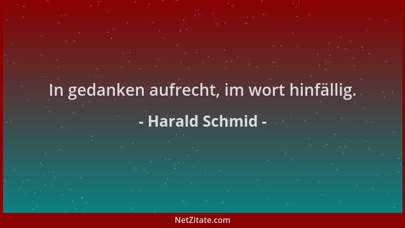 Harald Schmid - In gedanken aufrecht, im wort hinfällig....