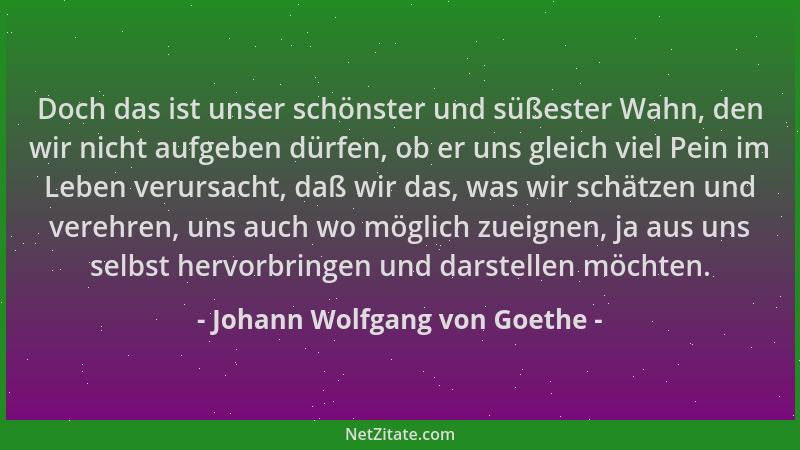 Johann Wolfgang von Goethe - Doch das ist unser schönster und süßester Wahn, den wir nicht aufgeben dürfen, ob er uns gleic...