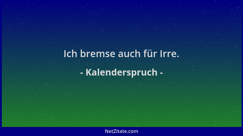 Kalenderspruch - Ich bremse auch für Irre....