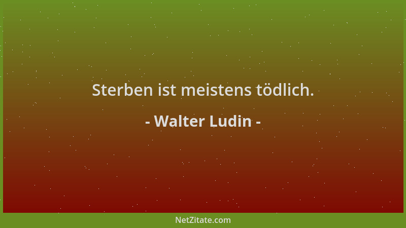 Walter Ludin - Sterben ist meistens tödlich....