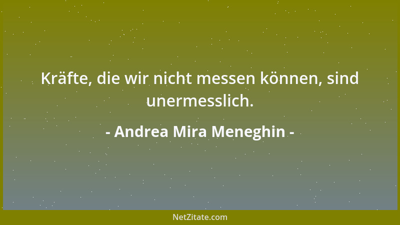 Andrea Mira Meneghin - Kräfte, die wir nicht messen können, sind unermesslich....