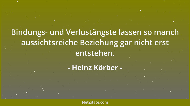 Heinz Körber - Bindungs- und Verlustängste lassen so manch aussichtsreiche Beziehung gar nicht erst entstehen....