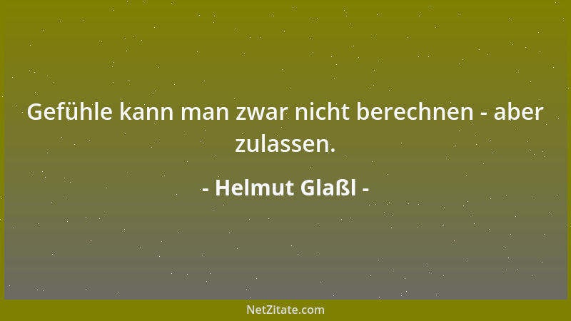 Helmut Glaßl - Gefühle kann man zwar nicht berechnen - aber zulassen....