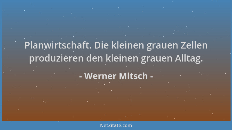 Werner Mitsch - Planwirtschaft. Die kleinen grauen Zellen produzieren den kleinen grauen Alltag....