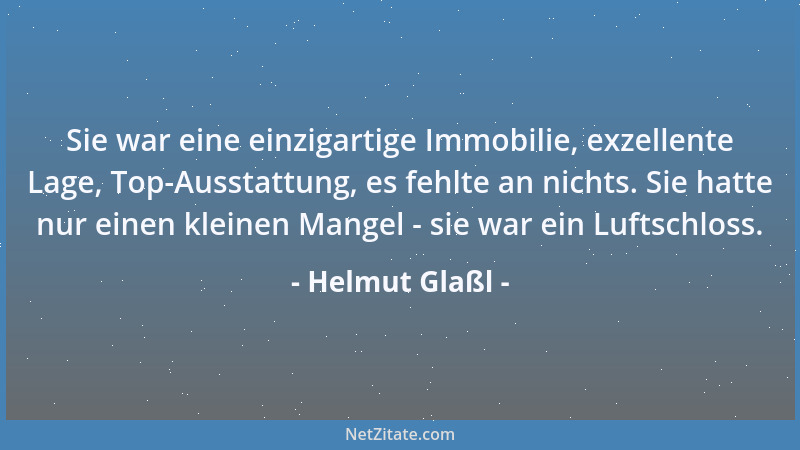 Helmut Glaßl - Sie war eine einzigartige Immobilie, exzellente Lage, Top-Ausstattung, es fehlte an nichts. Sie hatte nur ei...
