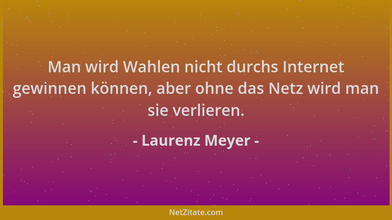 Laurenz Meyer - Man wird Wahlen nicht durchs Internet gewinnen können, aber ohne das Netz wird man sie verlieren....