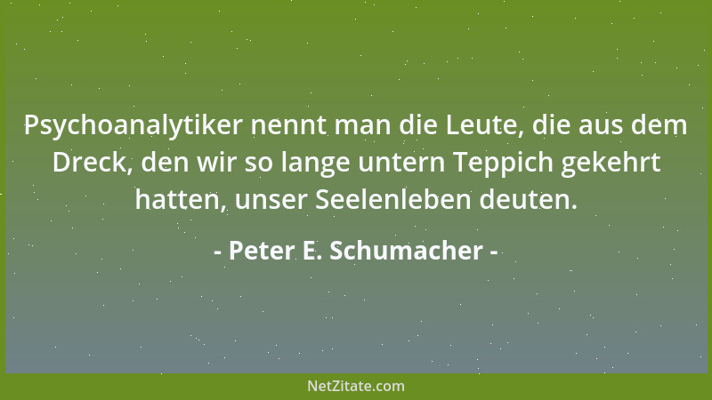 Peter E. Schumacher - Es ist ein Trugschluß, anzunehmen, des einen Nachteil müsse eines anderen Vorteil sein....