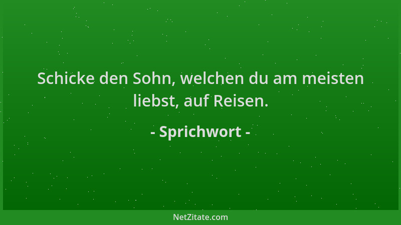 Sprichwort - Schicke den Sohn, welchen du am meisten liebst, auf Reisen....