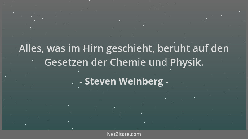 Steven Weinberg - Alles, was im Hirn geschieht, beruht auf den Gesetzen der Chemie und Physik....