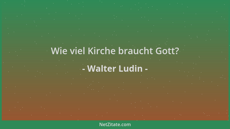 Walter Ludin - Wie viel Kirche braucht Gott?...