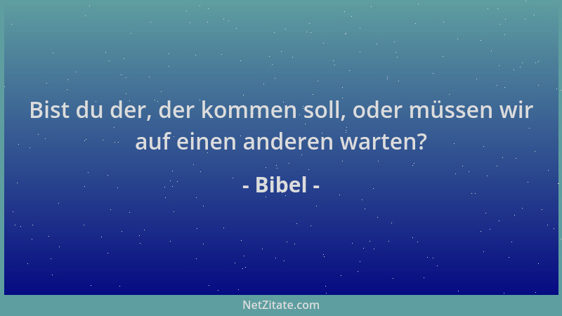 Bibel - Bist du der, der kommen soll, oder müssen wir auf einen anderen warten?...