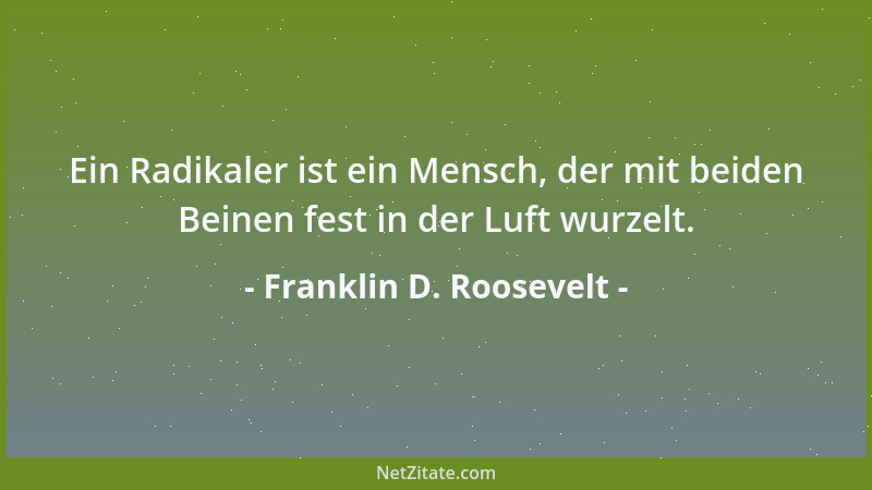 Franklin D. Roosevelt - Ein Radikaler ist ein Mensch, der mit beiden Beinen fest in der Luft wurzelt....
