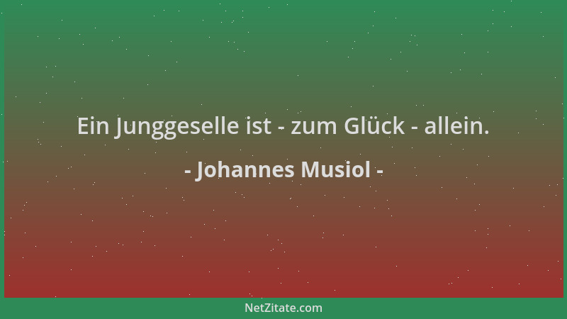 Johannes Musiol - Ein Junggeselle ist - zum Glück - allein....