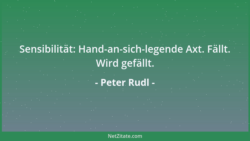 Peter Rudl - Die Sorge ist wie schon ihre verkommene Großmutter, die Angst eine Hure und Despotin, die erst einmal vom Sock...