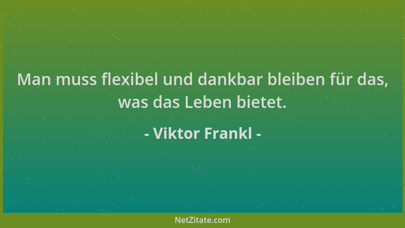 Viktor Frankl - Man muss flexibel und dankbar bleiben für das, was das Leben bietet....