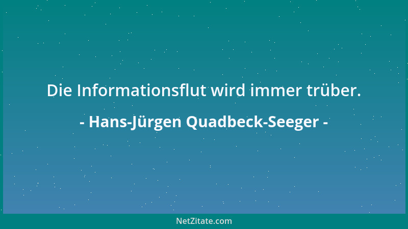 Hans-Jürgen Quadbeck-Seeger - Die Informationsflut wird immer trüber....