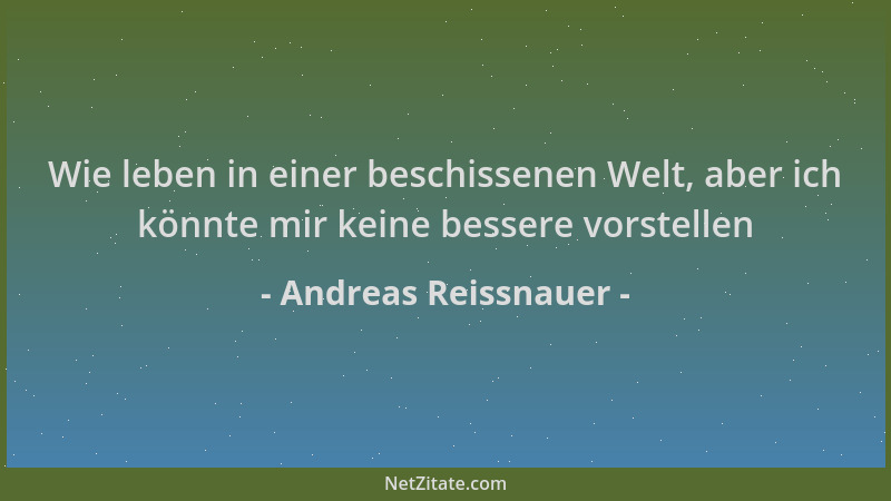 Andreas Reissnauer - Wie leben in einer beschissenen Welt, aber ich könnte mir keine bessere vorstellen...