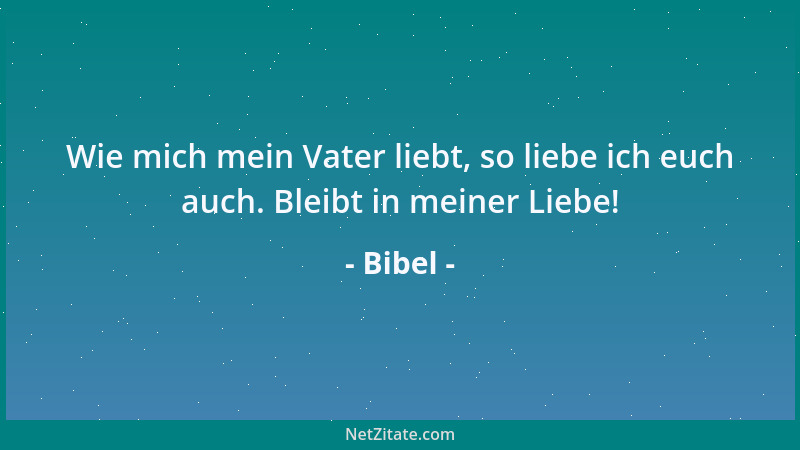 Bibel - Wie mich mein Vater liebt, so liebe ich euch auch. Bleibt in meiner Liebe!...