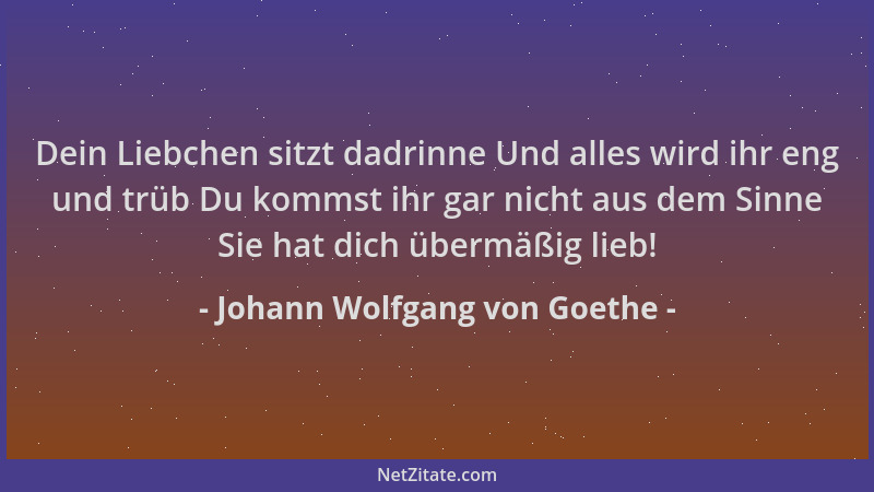 Johann Wolfgang von Goethe - Dein Liebchen sitzt dadrinne Und alles wird ihr eng und trüb Du kommst ihr gar nicht aus dem S...