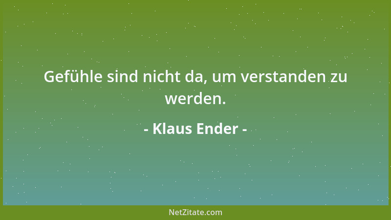 Klaus Ender - Gefühle sind nicht da, um verstanden zu werden....