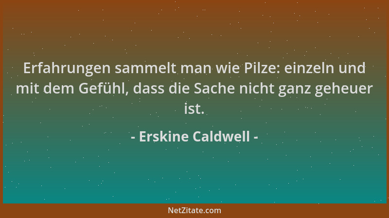 Erskine Caldwell - Erfahrungen sammelt man wie Pilze: einzeln und mit dem Gefühl, dass die Sache nicht ganz geheuer ist....