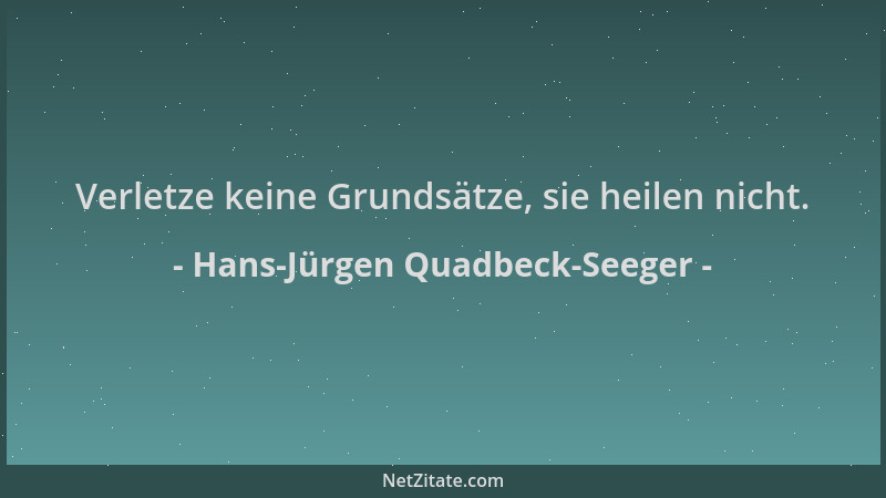 Hans-Jürgen Quadbeck-Seeger - Verletze keine Grundsätze, sie heilen nicht....