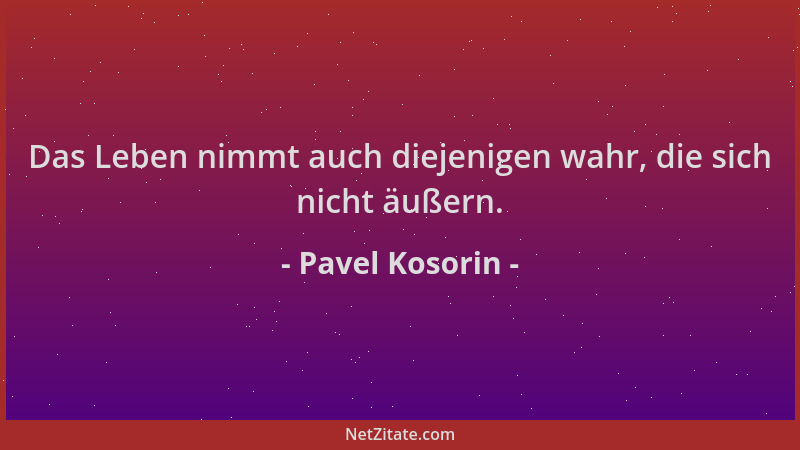 Pavel Kosorin - Das Leben nimmt auch diejenigen wahr, die sich nicht äußern....