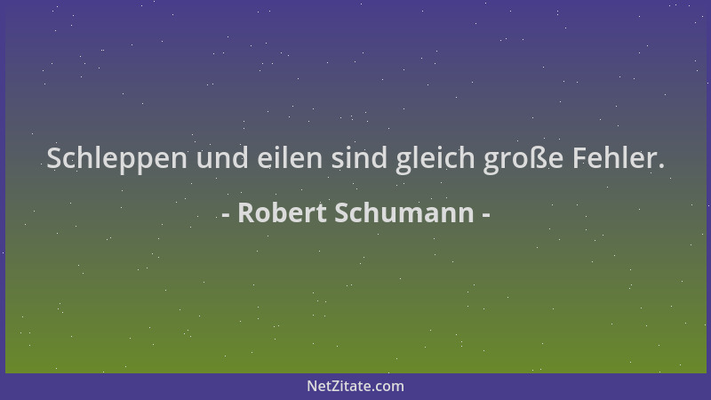 Robert Schumann - Schleppen und eilen sind gleich große Fehler....