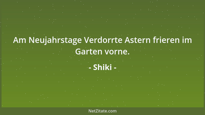 Shiki - Am Neujahrstage Verdorrte Astern frieren im Garten vorne....