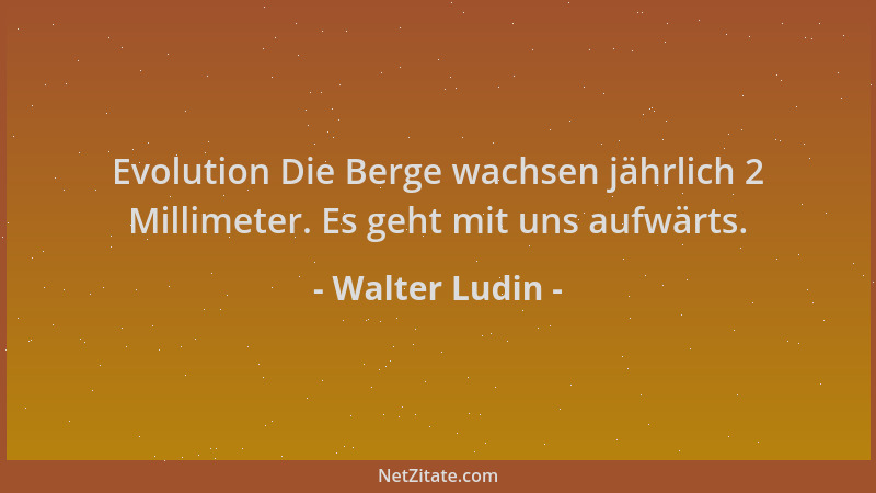 Walter Ludin - Evolution Die Berge wachsen jährlich 2 Millimeter. Es geht mit uns aufwärts....