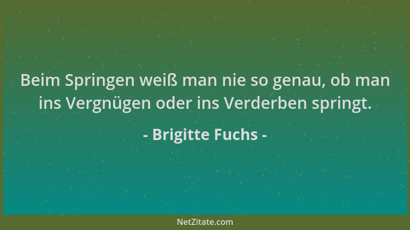 Brigitte Fuchs - Beim Springen weiß man nie so genau, ob man ins Vergnügen oder ins Verderben springt....